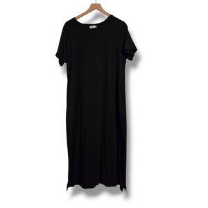 Black Midi T-Shirt Dress - Casual Everyday Style